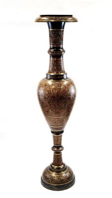 BR2151B - Brass Vase, Black, Etched